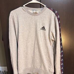 Adidas Men's Light Tan Crewneck with Black Logo